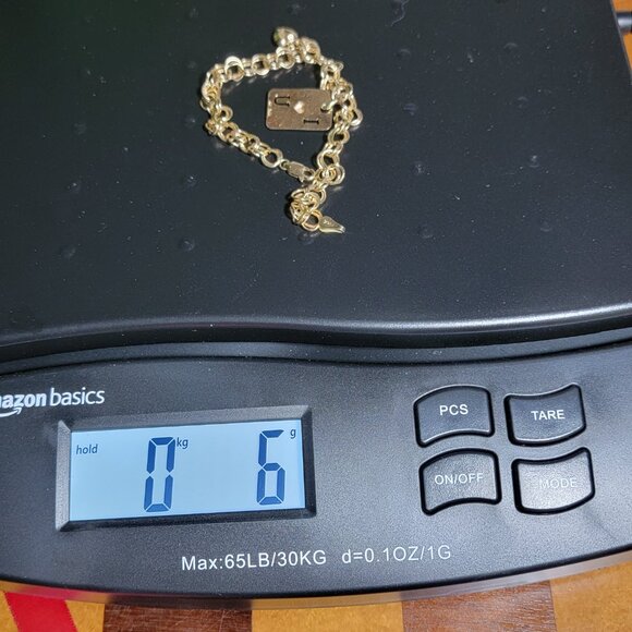 14K Gold Bracelet Double Link Chain 8" with 2 14k Charms - Picture 7 of 7